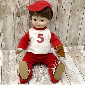Vintage Bisque Porcelain Baseball Boy Bolted 15” Doll